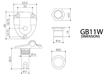 GOTOH GB11W Dimension Diagram