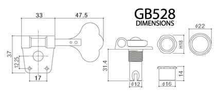GOTOH GB528 Dimension Diagram