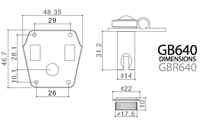 GOTOH GB640 Dimension Diagram